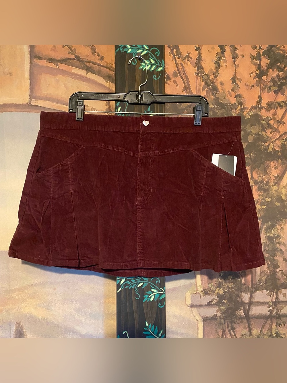Corduroy pleated mini skirt - Picture 2 of 5